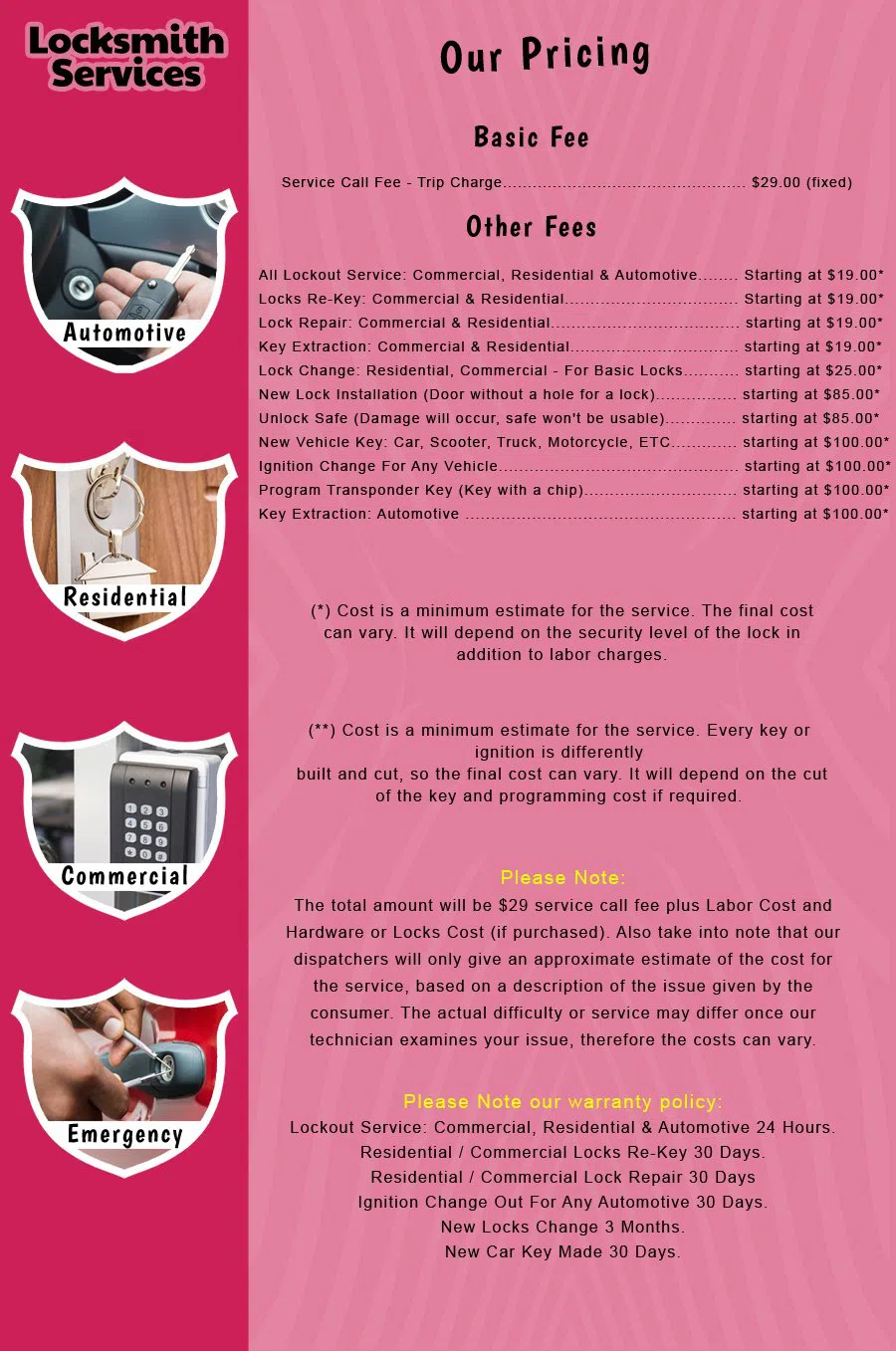 Bayonne NJ Locksmith Store Bayonne, NJ 201-880-8279 - price-list-c-18